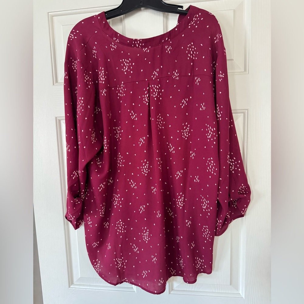 Lush Maroon Patterned Blouse women’s 2x - Picture 2 of 3